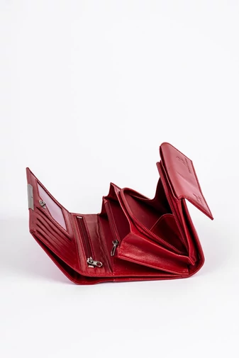  Portofel Damă Roșu Piele Naturală De Dimensiunea 13,5*10*4 cm