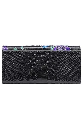 Portofel cu Model Fluturi Colorați Din Piele Naturală Dimensiuni (10*19,5*3 cm) 