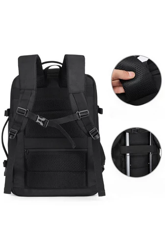 Bonluo Rucsac Negru Stil Valiză Multifuctională Cu Posibilitate De Extindere Dimesiuni Wizzair 40*30*20cm
