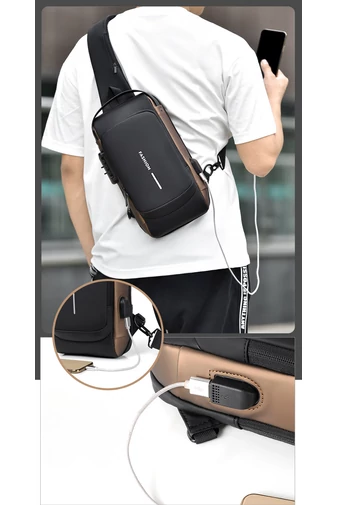 Bonluo Geantă Crossbody Neagră Din Imitație De Piele Cu Cifru De Securitate Dimensiuni 33*19*9cm