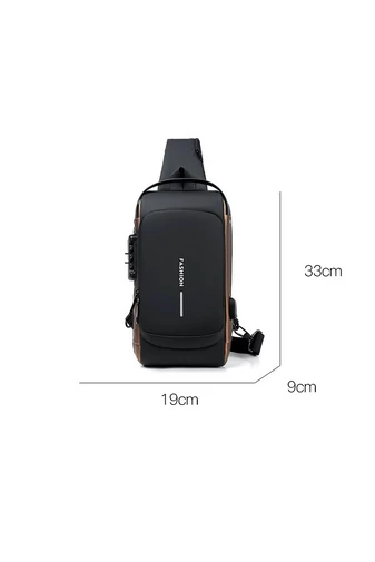 Bonluo Geantă Crossbody Neagră Din Imitație De Piele Cu Cifru De Securitate Dimensiuni 33*19*9cm