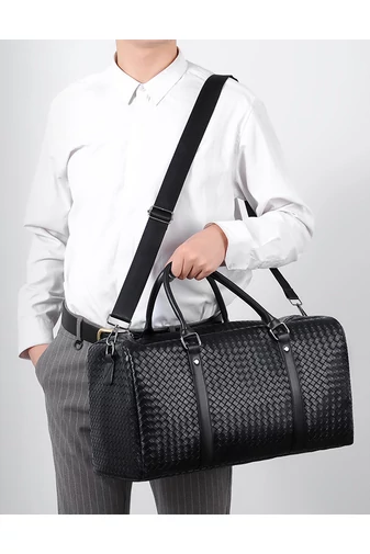 Bonluo Geantă De Voiaj De Calitate Premium Negru Din Piele Ecologică De Dimensiuni Ryanair/Wizzair 25*40*20cm
