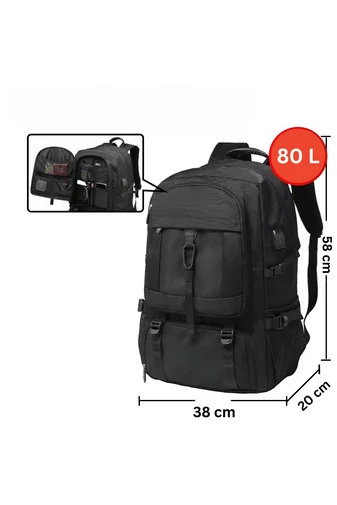 Bonluo Rucsac Negru Pentru Drumeții Din Material Solid Posibilitate Extindere Spațiu (58x38x20cm)
