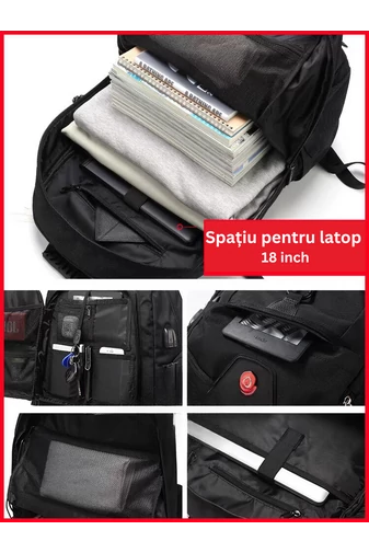 Bonluo Rucsac Negru Pentru Drumeții Din Material Solid Posibilitate Extindere Spațiu (58x38x20cm)
