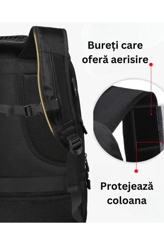 Bonluo Rucsac Negru Pentru Drumeții Din Material Solid Posibilitate Extindere Spațiu (58x38x20cm)