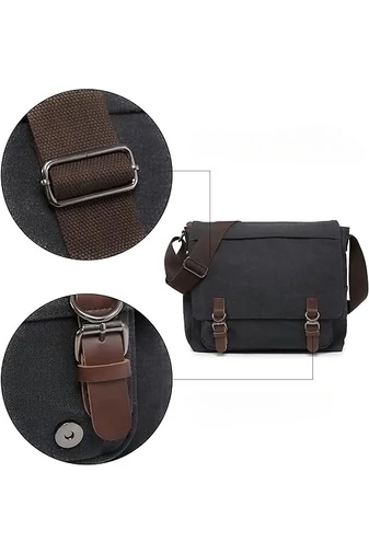 Bonluo Geantă Crossbody De Bărbați Neagră Dimenisune Mare Din Pânză Foarte Rezistentă (40x35x13cm)