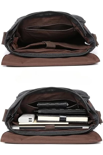 Bonluo Geantă Crossbody De Bărbați Neagră Dimenisune Mare Din Pânză Foarte Rezistentă (40x35x13cm)