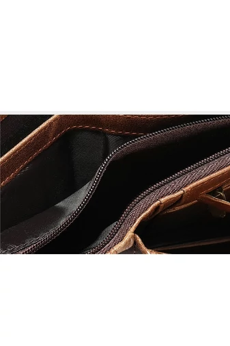Bonluo Portofel Bărbați Maro Din Piele Naturală Dimensiune (12*10*2cm)