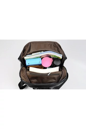 Bonluo Rucsac Damă Negru Din Piele Naturală De Dimensiune 35*32*15cm