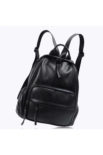 Bonluo Rucsac Damă Negru Din Piele Naturală De Dimensiune 35*32*15cm