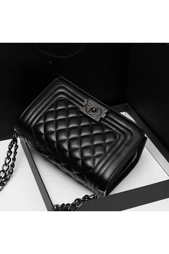Bonluo Geantă De Umăr/Crossbody Neagră Elegantă Din Imitație De Piele (15*23*10cm)