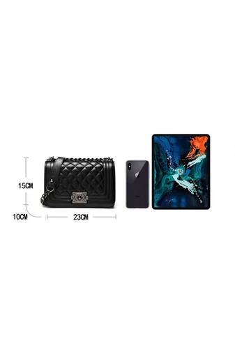 Bonluo Geantă De Umăr/Crossbody Neagră Elegantă Din Imitație De Piele (15*23*10cm)