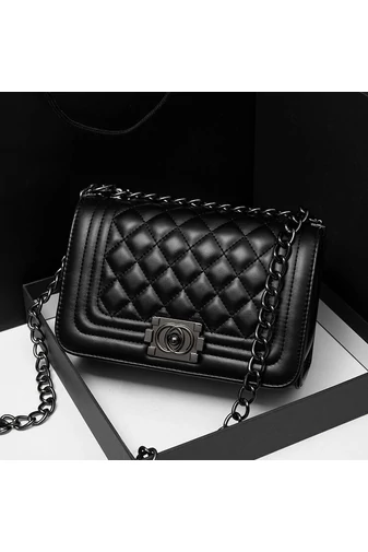 Bonluo Geantă De Umăr/Crossbody Neagră Elegantă Din Imitație De Piele (15*23*10cm)