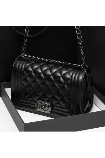 Bonluo Geantă De Umăr/Crossbody Neagră Elegantă Din Imitație De Piele (15*23*10cm)