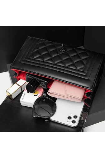 Bonluo Geantă De Umăr/Crossbody Neagră Elegantă Din Imitație De Piele (15*23*10cm)