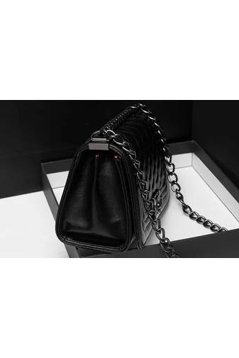 Bonluo Geantă De Umăr/Crossbody Neagră Elegantă Din Imitație De Piele (15*23*10cm)