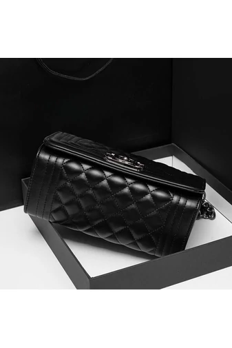 Bonluo Geantă De Umăr/Crossbody Neagră Elegantă Din Imitație De Piele (15*23*10cm)