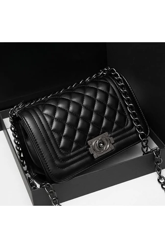 Bonluo Geantă De Umăr/Crossbody Neagră Elegantă Din Imitație De Piele (15*23*10cm)