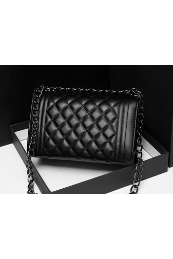 Bonluo Geantă De Umăr/Crossbody Neagră Elegantă Din Imitație De Piele (15*23*10cm)