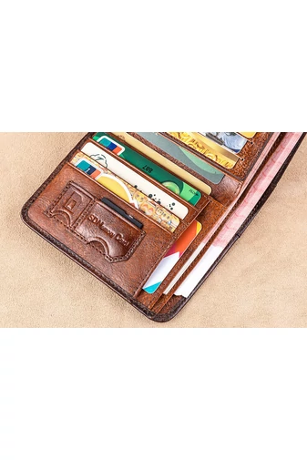 Bonluo Portofel Maro Pentru Bărbați Material Piele Naturală Dimensiune 12.5* 10* 1.5cm