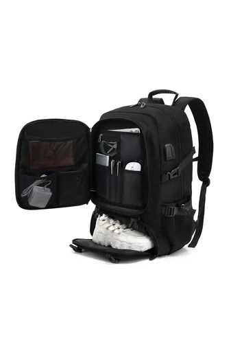 Bonluo Rucsac Negru Pentru Drumeții Din Material Solid Posibilitate Extindere Spațiu (46x30x20cm)