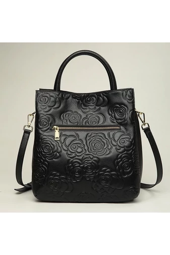 Bonluo Geantă De Umăr Neagră Din Piele Naturală De Calitate Înaltă Dimensiuni 29*29*12cm