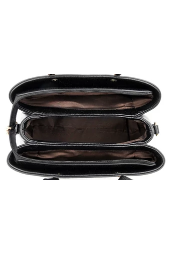 Bonluo Geantă De Mână/Crossbody Negru Cu Decorațiuni Aurii Din Imitație De Piele Dimensiuni 21*27*13cm