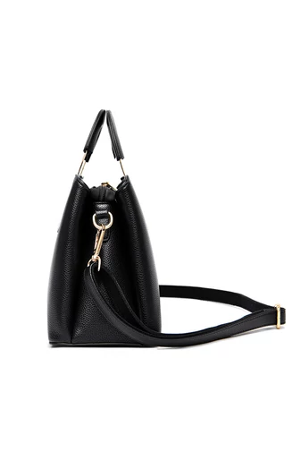 Bonluo Geantă De Mână/Crossbody Negru Cu Decorațiuni Aurii Din Imitație De Piele Dimensiuni 21*27*13cm