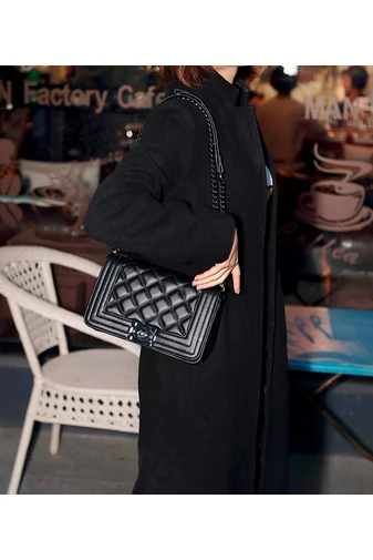 Bonluo Geantă De Umăr/Crossbody Neagră Elegantă Din Imitație De Piele (15*23*10cm)