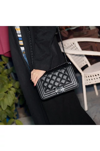 Bonluo Geantă De Umăr/Crossbody Neagră Elegantă Din Imitație De Piele (15*23*10cm)