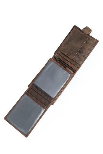 Bellugio Portofel Bărbați Maro Din Piele Naturală Model Cal Dimensiune (13*9,5*2 cm)