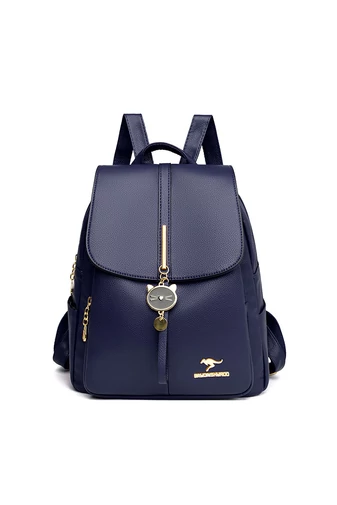 Bonluo Rucsac Damă Albastru Închis Din Imitație Piele Accesorizat Cu Cap De Pisicuță (30x25x13cm)