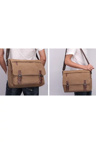 Bonluo Geantă Crossbody De Bărbați Neagră Dimenisune Mare Din Pânză Foarte Rezistentă (40x35x13cm)