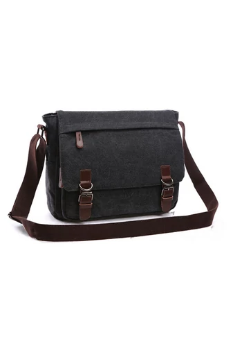 Bonluo Geantă Crossbody De Bărbați Neagră Dimenisune Mare Din Pânză Foarte Rezistentă (40x35x13cm)