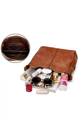 Bonluo Set Geantă Maro De Umăr/Crossbody/Mână Din Imitație Piele (3buc)