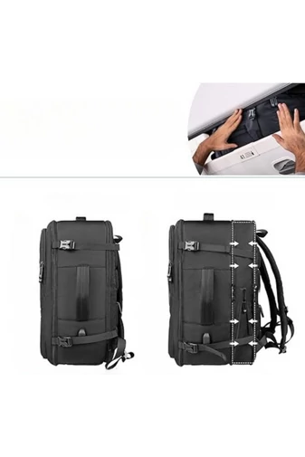 Bonluo Rucsac Negru Stil Valiză Multifuctională Cu Posibilitate De Extindere Dimesiuni Wizzair 40*30*20cm