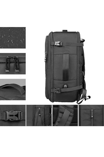 Bonluo Rucsac Negru Stil Valiză Multifuctională Cu Posibilitate De Extindere Dimesiuni Wizzair 40*30*20cm