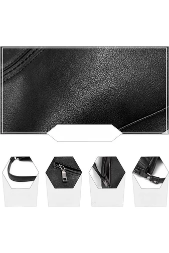 Bonluo Set Geantă Neagră De Umăr/Crossbody/Mână Din Imitație Piele (3buc)