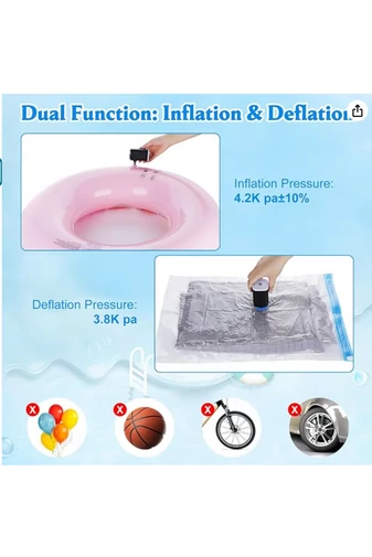 Pompă De Aer Electrică Bonluo Neagră Portabilă 2-1Sistem De Umflare -Dezumflare Cu 5 Duze Incluse