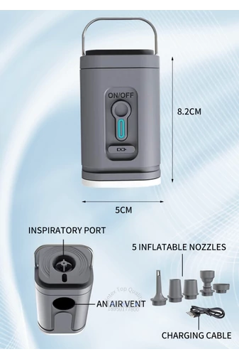 Pompă De Aer Electrică Bonluo Neagră Portabilă 2-1Sistem De Umflare -Dezumflare Cu 5 Duze Incluse