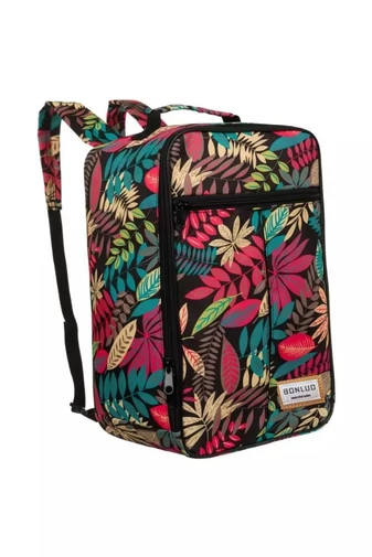  Rucsac Bonluo Negru Model Frunze Colorate Dimensiune Wizzair,Rynair (40x30x20cm)