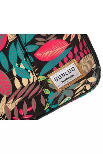  Rucsac Bonluo Negru Model Frunze Colorate Dimensiune Wizzair,Rynair (40x30x20cm)