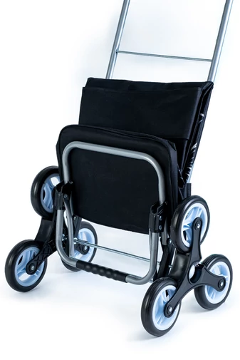 Cărucior Cumpărături Negru Cu Model Flori Pliabil Cu 6 Roți De Dimensiunea  120*45*35 cm