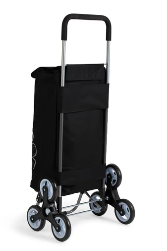Cărucior Cumpărături Negru Cu Model Flori Pliabil Cu 6 Roți De Dimensiunea  120*45*35 cm