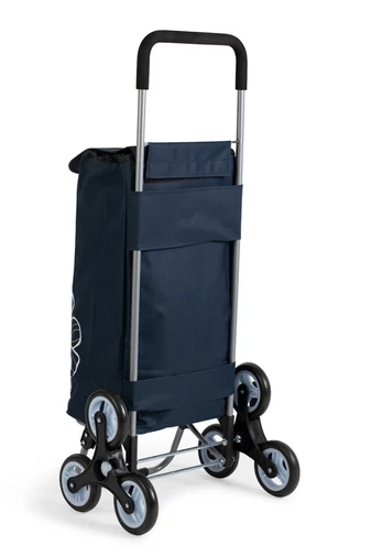 Cărucior Cumpărături Albastru Închis Cu Model Flori Pliabil Cu 6 Roți De Dimensiunea  120*45*35 cm
