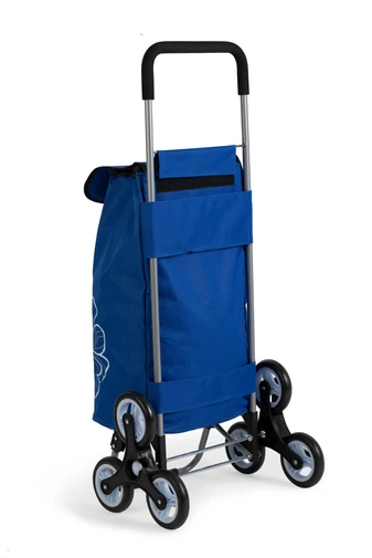 Cărucior Cumpărături Albastru Deschis Cu Model Flori Pliabil Cu 6 Roți De Dimensiunea  120*45*35 cm