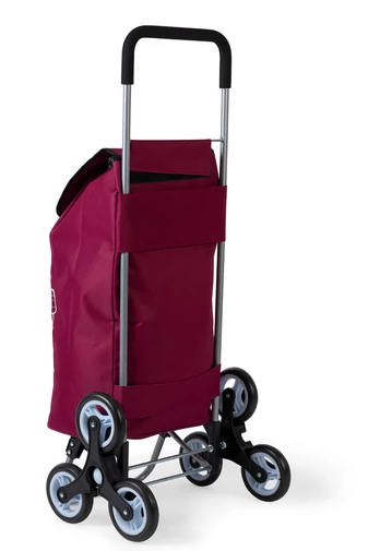 Cărucior Cumpărături Vișiniu Cu Model Flori Pliabil Cu 6 Roți De Dimensiunea  120*45*35 cm