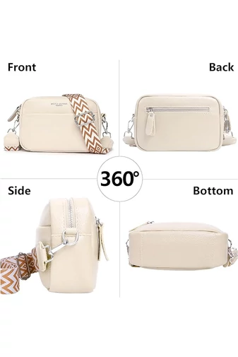 Geantă Crossbody Bonluo Bej Din Piele Naturală Dimensiune Mică(15*20*7cm)