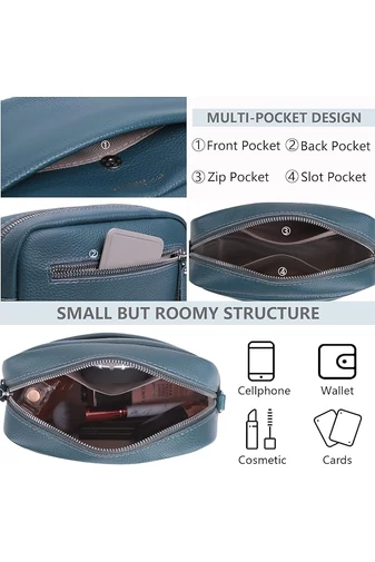Geantă Crossbody Bonluo Albastru Turcoaz Din Piele Naturală Dimensiune Mică(15*20*7cm)