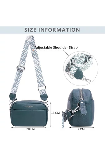 Geantă Crossbody Bonluo Albastru Turcoaz Din Piele Naturală Dimensiune Mică(15*20*7cm)